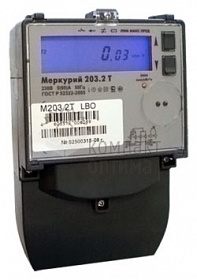 Счетчик однофазный МЕРКУРИЙ-203.2Т RBO /5-60А /230в(многотар.ЖКИ.) винт