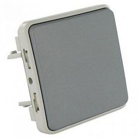Одноклавишный переключатель с/у серый IP55 10А 250В Plexo [LEG069511]