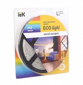 Лента LED 5м блистер LSR-3528RGB54-4.8-IP65-12V полноцветная IEK-eco [LSR1-3-054-65-1-05]